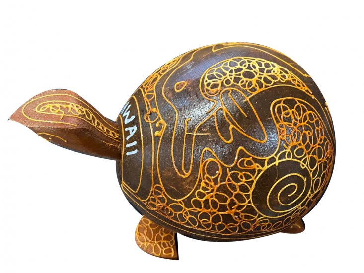 Coconut Nodding / Knocking Turtle with Dolphin Pattern - Click Image to Close